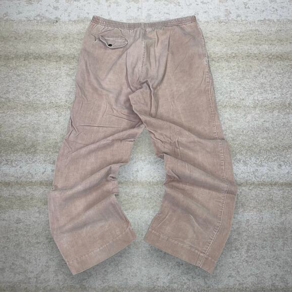 Vintage Corduroy Pants Wheat Tan Flat Front Baggy Fit Trousers Elastic Y2K - Picture 1 of 4